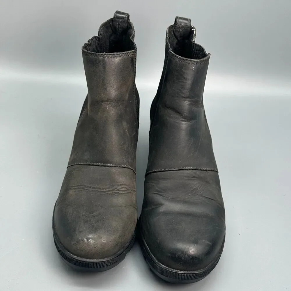 Sorel Joan of Arctic Wedge II Women's 6.5 Black Round Toe Pull On Chelsea Boots